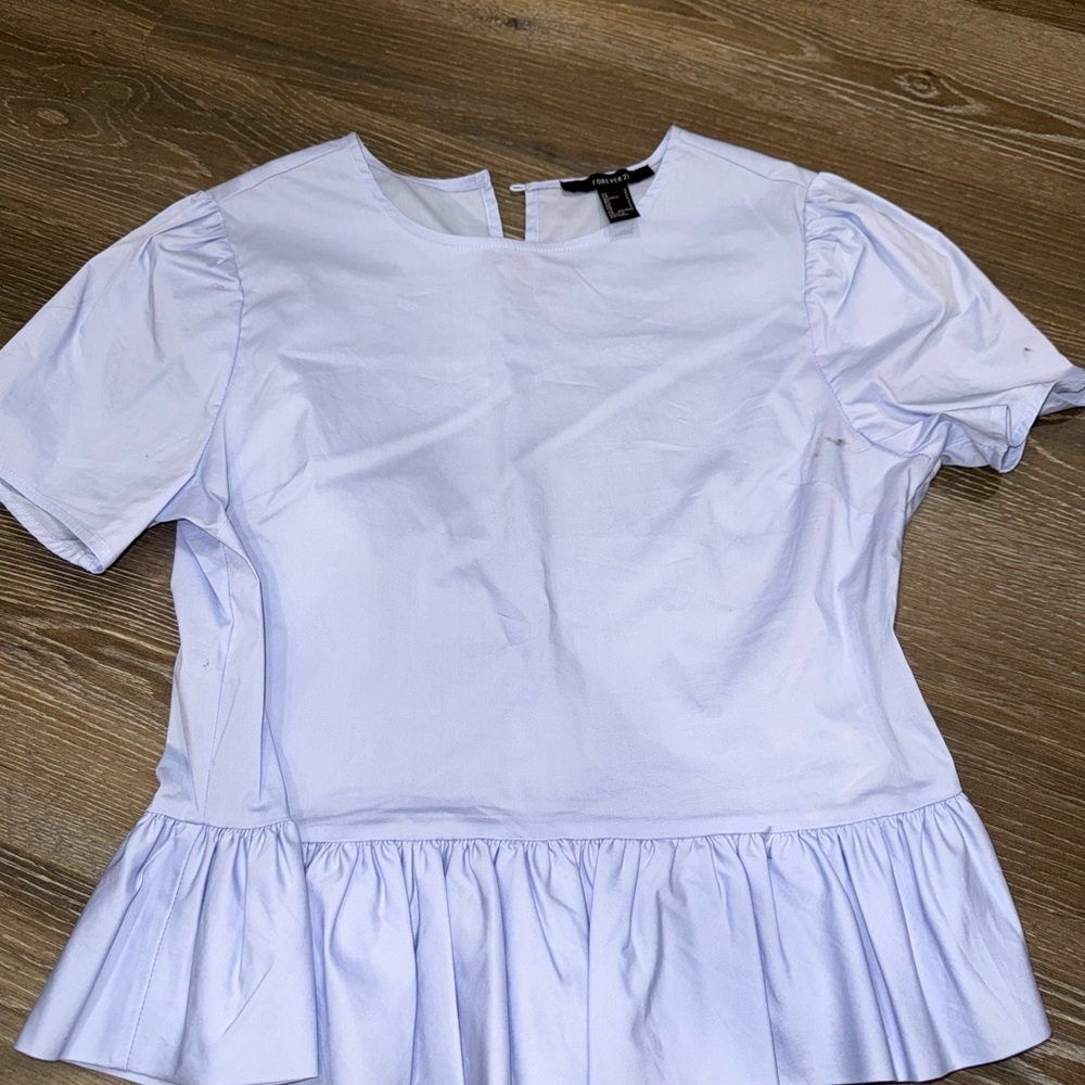 Forever 21 Light Blue Peplum Blouse